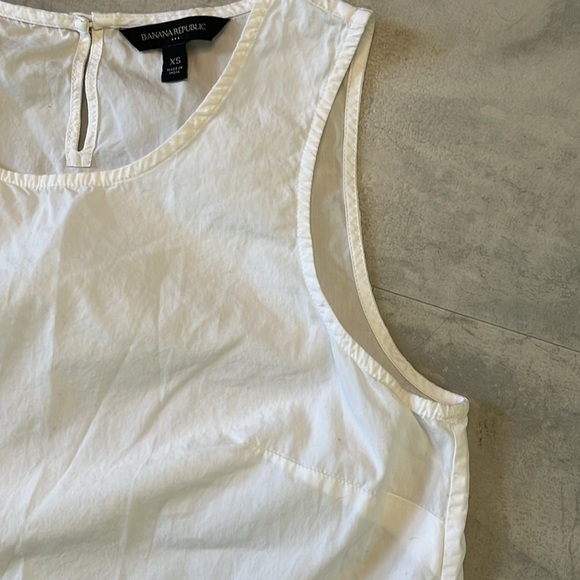 Banana Republic Tank top 100% cotton +lace border hemline bright white size XS - Picture 5 of 14